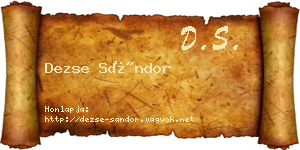 Dezse Sándor névjegykártya